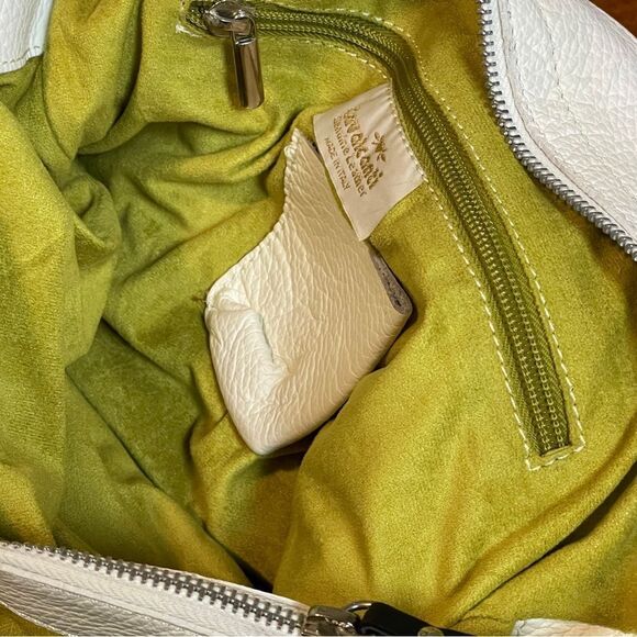 Cavalcanti Soft Leather Italian Shoulder Bag Purse With Black Tassels Off White - Picture 12 of 16